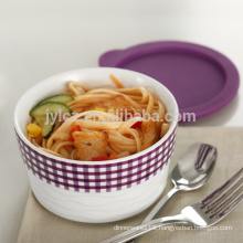 oven safe stackable ceramic casserole with silicone lid